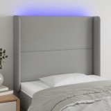 Cumpara ieftin Tăblie de pat cu LED, gri deschis, 83x16x118/128 cm, textil