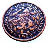 7.930 OLANDA 1 CENT 1929, Europa, Bronz