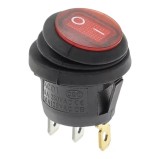 Intrerupator basculant rocker ON-OFF, rosu, ermetic, SPST, 6A 250V AC, montaj panou, IP65, KCD1-101-06-RED