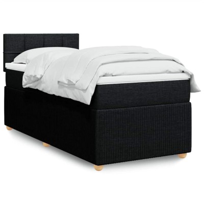 vidaXL Pat box spring cu saltea, negru, 90x190 cm, textil 3289613 foto