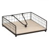 Suport Servetele, Metalic, Baza Lemn, Negru, 17x17x5 cm, Oem
