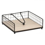 Suport Servetele, Metalic, Baza Lemn, Negru, 17x17x5 cm