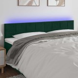 vidaXL Tăblie de pat cu LED, verde &icirc;nchis, 180x5x78/88 cm, catifea 3121675