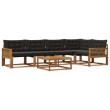 vidaXL Set de canapele de exterior cu pernă 6 pcs Natural și Negru 3381444