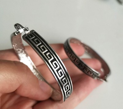 Cercei rotunzi gama VERSACE -inox placati cu aur alb filat 18k- STOC LIMITAT foto
