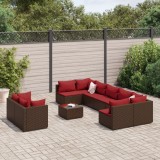 Cumpara ieftin Set canapele de grădină cu perne, 10 piese, maro, poliratan