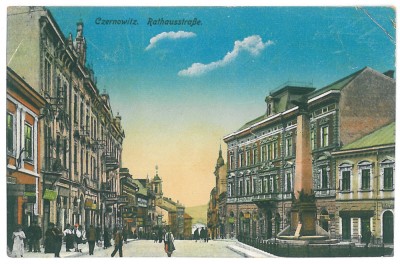 5056 - CERNAUTI, Bucovina, Market - old postcard, CENSOR - used - 1918 foto