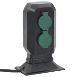 Cumpara ieftin Priza de exterior cu tarus si 2 cai, negru/verde, 15,5x11x24 cm