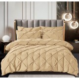 Lenjerie pat dublu cu pliuri,bumbac finet,6 piese,bej-A121