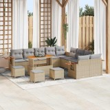 Cumpara ieftin Set de canapele pentru grădină 14 pcs bej și gri deschis