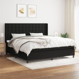 Cumpara ieftin Pat box spring cu saltea, negru, 200x200 cm, textil