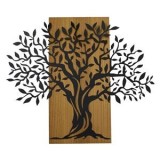 Tablou Metalic cu Pomul Vieții pe Bază din Lemn 67.5x58cm, CMCLASS