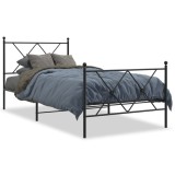 Cumpara ieftin Cadru pat metalic cu tablii de cap/picioare, negru, 90x190 cm