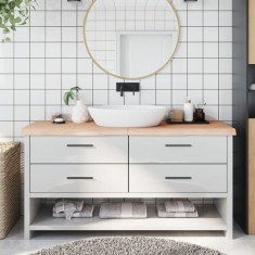 vidaXL Blat de baie, 160x60x(2-6) cm, lemn masiv netratat foto