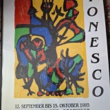 Litografie originala,Eugen Ionescu (1909-1994), Afis de expoziție,desen și grafică,galeria Hergeroeder/Germania,1985,inramat 95x62cm,vezi descriere