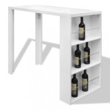 Cumpara ieftin Masa de bar din MDF, cu suport pentru sticle de vin, alb lucios
