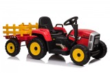 Tractoras electric Kinderauto BJ-611 60W 12V cu remorca si telecomanda Rosu