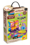 Cumpara ieftin Puzzle din lemn 2 in 1, Lisciani, Baby Montessori, Cuburi, 46 piese