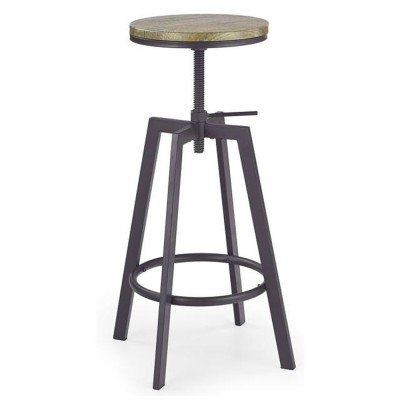 Scaun de bar HM H64, Inaltime ajustabila, Rotativ, 100 kg, Negru Maro foto