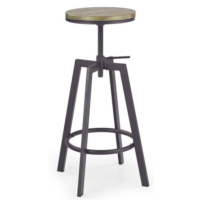 Scaun de bar HM H64, Inaltime ajustabila, Rotativ, 100 kg, Negru Maro