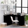 Birou de colt Negru 145x100x76 cm, lemn, 4 sertare, birou calculator, gaming