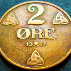 Moneda istorica 2 ORE - NORVEGIA, anul 1951 *cod 2158 - frumoasa