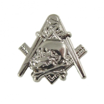 Pin Masonic Skull and Bones Argintiu PIN045 foto