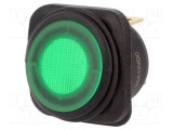 Rocker SPST ON-OFF 25A/12VDC Verde cu LED IP65 SCI R13-203-DC