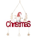 Decorațiune Crăciun, Merry Christmas, Gnome, Lemn, Catifea Bordo, 30cm, Oem