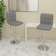 vidaXL Scaune de bar, 2 buc., gri deschis, material textil