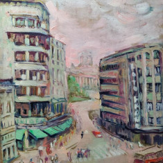 Micaela Eleutheriade (1900-1982)-Peisaj citadin bucureştean, pictură în ulei