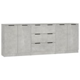 Servante, 3 piese, gri beton, lemn prelucrat