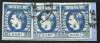 1869 , Lp 26 , Carol I 10 Bani albastru X 3 circulate / fragment - semnate, Stampilat
