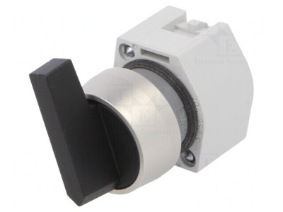 Comutator rotativ 22mm negru 2 poziții foto