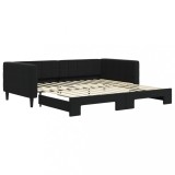 Cumpara ieftin Pat de zi cu extensie, negru, 100x200 cm, catifea