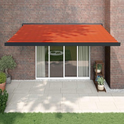 vidaXL Copertină retractabilă portocaliu/maro 4x3 m, textil/aluminiu foto