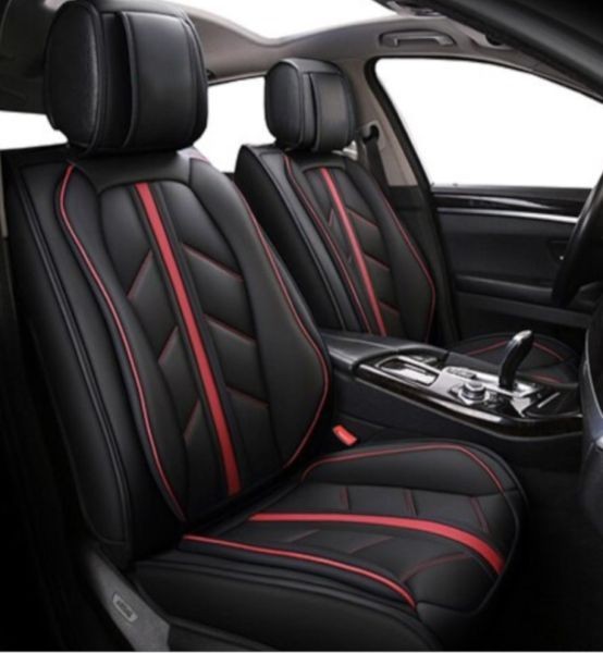 2 x Huse Scaune pentru Masini Auto Universal Negru Rosu Piele
