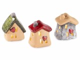 Cumpara ieftin Set 3 Casute decorative teracota multicolora cu led 7x5.5x8 cm