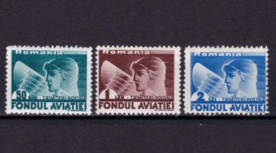 ✅RO 1936 ,&amp;quot;Fondul Aviatiei &amp;quot; serie , vagi urme de sarniera ,MLH foto