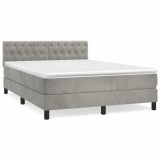 Cumpara ieftin Pat box spring cu saltea, gri deschis, 140x200 cm, catifea