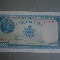 Bancnota 5000 lei 20 Decembrie 1945 Filigran Orizontal - aUNC