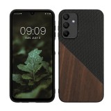 Husa Kwmobile pentru Samsung Galaxy A15 5G, Maro/Negru, Lemn, KWM000021OT001C, Silicon, Carcasa