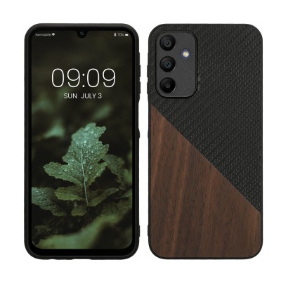 Husa Kwmobile pentru Samsung Galaxy A15 5G, Maro/Negru, Lemn, KWM000021OT001C foto