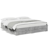 Gossi cadru de pat cu sertare, gri beton, 180x200 cm, lemn prelucrat