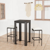 Cumpara ieftin Set mobilier bar de grădină cu perne, 3 piese, negru, poliratan