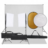 Kit studio foto cu set de lumini, fundal si reflector GartenMobel Dekor, vidaXL