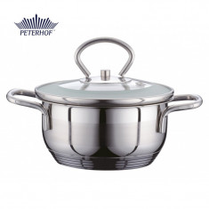 Cratita Inox cu Capac Peterhof, 2.5 Litri, 20 cm, Triplustratificat foto