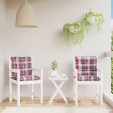 Perne scaun spătar mic 2 buc. roșu carouri 100x50x7 cm textil