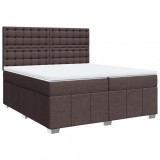 Cumpara ieftin Pat box spring cu saltea, maro inchis, 200x200 cm, textil