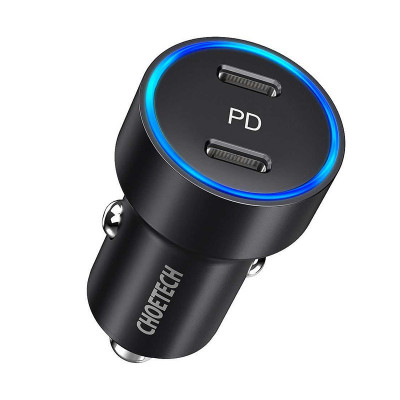 Incarcator auto Choetech, 2 x USB-C, 36 W, Negru foto